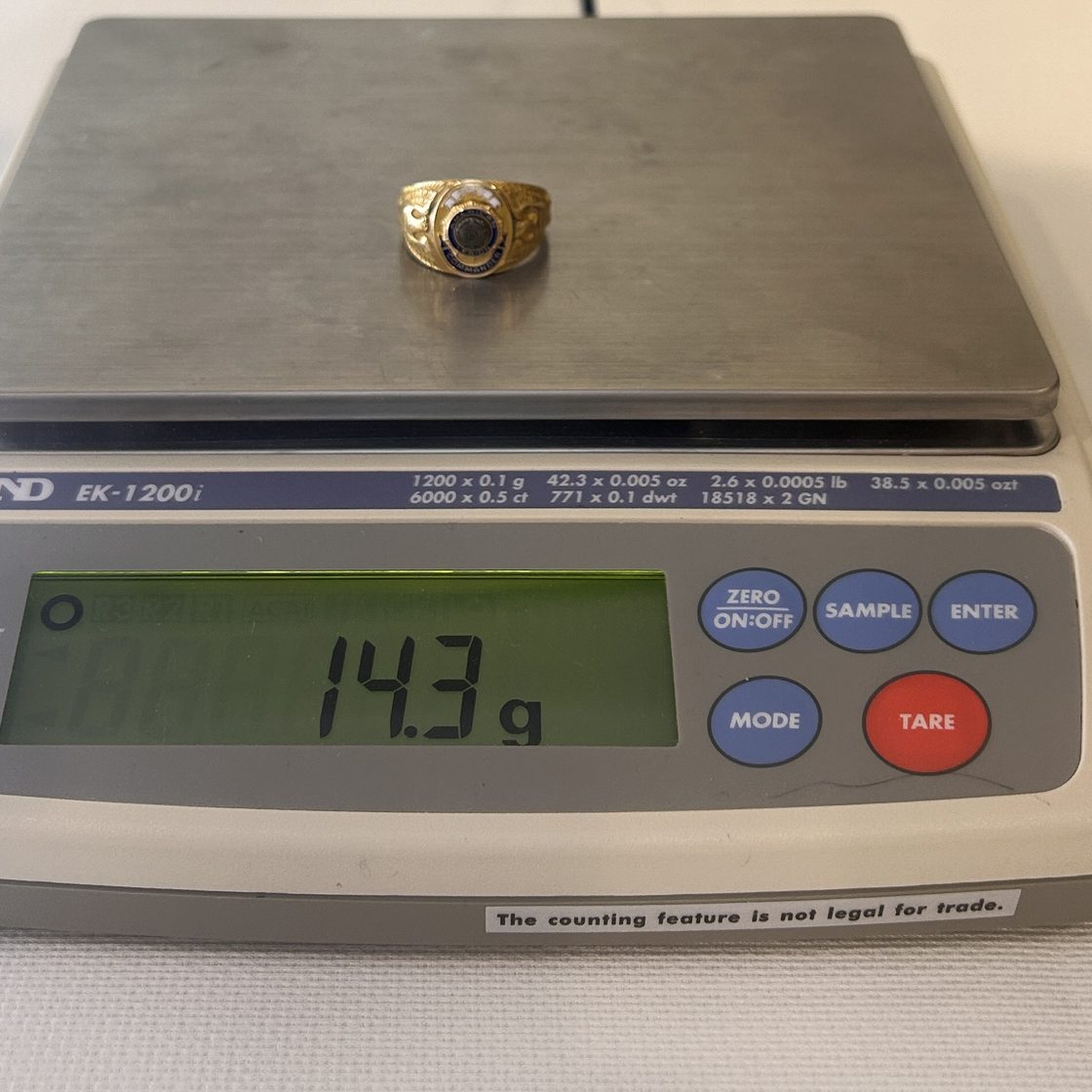 Blue-stone class ring on the GoldVara scale