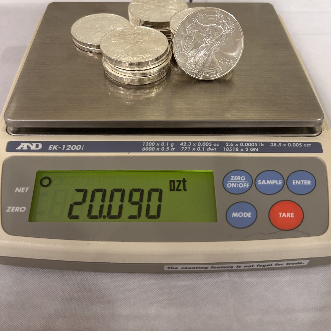 American Silver Eagles × 20 on the GoldVara scale