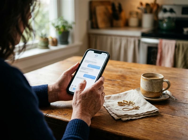 Reading a GoldVara estimate message on a phone at home