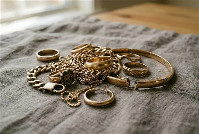 Gold chains, rings and bracelets